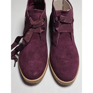 Isaac Mizrahi Live IM ZOE Dark Red Suede Ribbon Lace Desert Boots Womens 6.5M